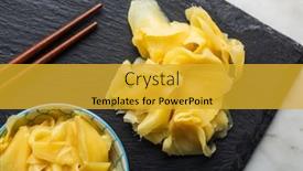  Presentation with sushi - Slide deck consisting of pickled-sushi-ginger-slices background and a gold colored foreground