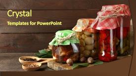  Presentation with mushroom - PPT layouts enhanced with pickled vegetables and mushroom background and a tawny brown colored foreground