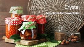  Presentation with mushroom - Audience pleasing presentation design consisting of pickled vegetables and mushroom backdrop and a coral colored foreground