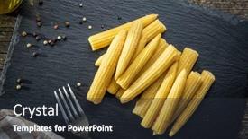  Presentation with corn cobs - Slides consisting of pickled-young-baby-corn-cobs background and a wine colored foreground