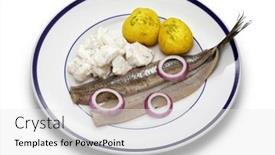  Presentation with potato - PPT layouts with pickled-young-herring-fillet-matjes background and a white colored foreground
