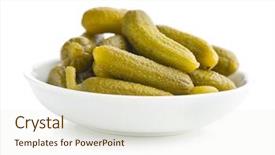  Presentation with pickle - PPT theme having pickles preserved cucumbers in bowl background and a lemonade colored foreground
