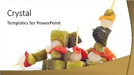  Presentation with red onion - Audience pleasing theme consisting of pickling olives garlic pickles backdrop and a white colored foreground