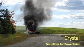  Presentation with fire truck - Amazing slides having pickup truck on fire backdrop and a tawny brown colored foreground