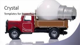  Presentation with light bulb - PPT theme consisting of pickup trucks - toy delivery truck background and a white colored foreground