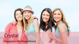  Presentation with company - Amazing theme having company picnic - summer holidays and vacation backdrop and a coral colored foreground