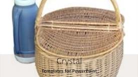  Presentation with picnic - Slide deck featuring picnic basket and thermos flask background and a coral colored foreground