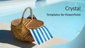  Presentation with competive swimming - Amazing presentation theme having picnic basket at the swimming backdrop and a light blue colored foreground