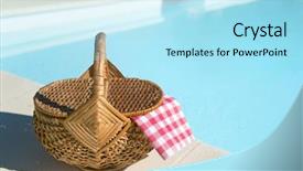  Presentation with swimming pool - PPT theme with picnic basket at the swimming background and a  colored foreground