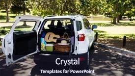  Presentation with picnic - Slides consisting of guitar fishing rod picnic basket background and a wine colored foreground