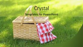  Presentation with grass waterfall - Audience pleasing theme consisting of picnic basket in grass backdrop and a yellow colored foreground