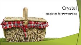  Presentation with green grass under the snow - Slide deck consisting of picnic basket on green grass background and a white colored foreground