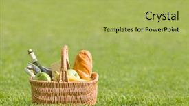  Presentation with lawn maintenance - Slides with picnic basket on green lawn background and a yellow colored foreground