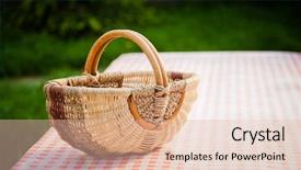  Presentation with picnic table and food - PPT theme having picnic basket on table background and a lemonade colored foreground