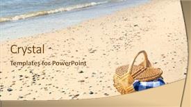  Presentation with embroidery pina cloth - Beautiful slide set featuring picnic basket with blue checked backdrop and a  colored foreground