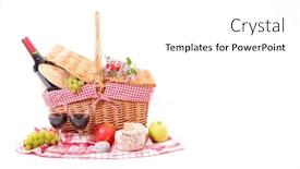  Presentation with wine cheese - Presentation theme featuring picnic-basket-with-wine-bread background and a white colored foreground