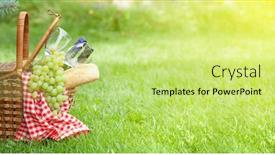  Presentation with grape - Beautiful theme featuring picnic-basket-with-wine-grape backdrop and a yellow colored foreground