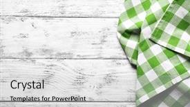  Presentation with napkin - PPT theme featuring picnic border - checkered napkin on wooden background background and a light gray colored foreground