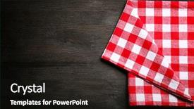  Presentation with napkin - PPT theme consisting of picnic border - checkered napkin on wooden background background and a dark gray colored foreground