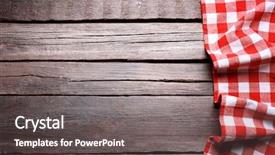  Presentation with picnic - PPT theme enhanced with picnic border - checkered napkin on wooden background background and a dark gray colored foreground
