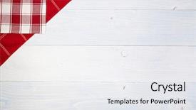  Presentation with tablecloth - Audience pleasing theme consisting of picnic border - red folded tablecloth over old backdrop and a white colored foreground