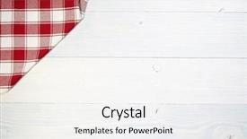  Presentation with tablecloth - Slides consisting of picnic border - red folded tablecloth over old background and a white colored foreground