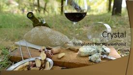 Presentation with red wine cheese - Amazing PPT theme having picnic composition of red wine backdrop and a coral colored foreground