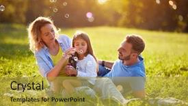  Presentation with foam - Theme with picnic free - female child blow soup foam background and a gold colored foreground