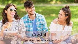  Presentation with burgers - Presentation design enhanced with picnic in summer park background and a soft green colored foreground