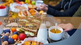  Presentation with pastries - Presentation design with picnic-in-the-autumn-season background and a coral colored foreground