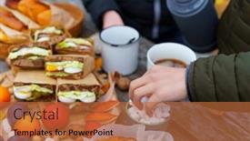  Presentation with pastries - Slide deck with picnic-in-the-autumn-season background and a red colored foreground