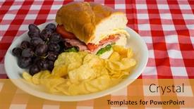  Presentation with tablecloth - Amazing presentation design having picnic-lunch-consisting backdrop and a yellow colored foreground