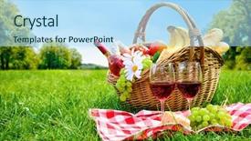  Presentation with meadow - Theme featuring pics - picnic setting on meadow background and a light blue colored foreground