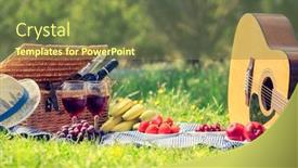  Presentation with hamper - Slide set having picnic-setting-with-red-wine background and a tawny brown colored foreground