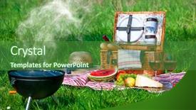  Presentation with fire red - Cool new presentation theme with picnic setting with red wine backdrop and a forest green colored foreground