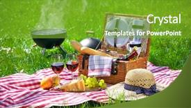  Presentation with fire red - Colorful slide deck enhanced with picnic setting with red wine backdrop and a tawny brown colored foreground