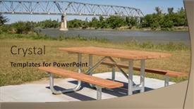  Presentation with picnic - Theme consisting of picnic-table-and-truss-bridge background and a  colored foreground