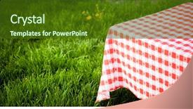  Presentation with picnic table and food - Audience pleasing PPT theme consisting of picnic table in the garden backdrop and a  colored foreground