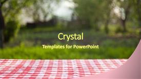  Presentation with picnic table and food - Theme enhanced with picnic table in the garden background and a  colored foreground