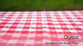  Presentation with picnic - Presentation theme enhanced with picnic table in the garden background and a coral colored foreground