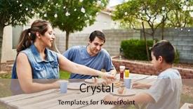  Presentation with bbq picnic - Colorful slide deck enhanced with picnic table in backyard backdrop and a coral colored foreground