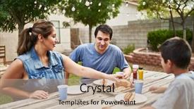 Presentation with bbq picnic - Theme having picnic table in backyard background and a coral colored foreground