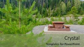  Presentation with british columbia canada - Presentation design featuring picnic table in manning park british columbia canada background and a seafoam green colored foreground