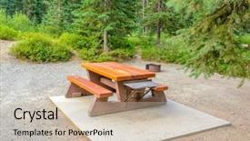  Presentation with british columbia canada - Cool new PPT theme with picnic table in manning park british columbia canada backdrop and a soft green colored foreground