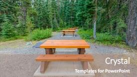  Presentation with british columbia - Presentation theme featuring picnic table in manning park british columbia canada background and a coral colored foreground