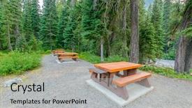  Presentation with british columbia - Cool new slide set with picnic table in manning park british columbia canada backdrop and a light gray colored foreground