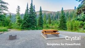 Presentation with british columbia canada - Beautiful presentation theme featuring picnic table in manning park british columbia canada backdrop and a gray colored foreground