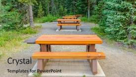 Presentation with british columbia canada - Presentation theme having picnic table in manning park british columbia canada background and a coral colored foreground