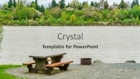  Presentation with picnic table and food - Slide set consisting of picnic-table-in-park background and a mint green colored foreground