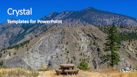  Presentation with blue mountain - Presentation having picnic table over mountains background and a teal colored foreground